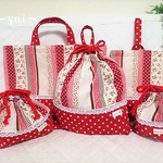 入園入学＊レッスンバッグなど５点セット＊赤ボーダー