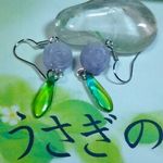 ラベンダーアメジストのローズとチェコダガービーズのピアス