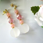再販♡おおぶりマットビーズのスプリングパンプキンロングピアス・イヤリング