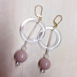 桜ピンク×クリアリング 大ぶりピアス