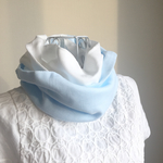 【送料無料】ダブルガーゼスヌード #サックス×ホワイト