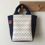 キルティングde縦型トートバッグ ＃002【ボーダーwhite】