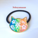 虹色猫ヘアゴム