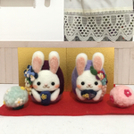 りー様オーダー品・花飾りうさちゃん☆ひな人形