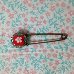 ●送料込●ストール ピン タイル 赤い花