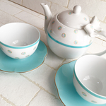 お湯呑みが3個で再販♬リボンが可愛い茶器セット