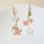 さくらの花が咲くころに～天然シェルとペリドットのピアス・イヤリング～