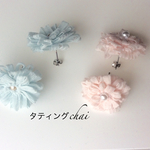 タティング・ふわ花 ピアス/イヤリング