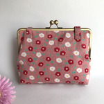  がま口御朱印帳バッグ  椿柄(オールドピンク)