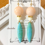 春色 アンティーク風 ターコイズ ピアス/イヤリング
