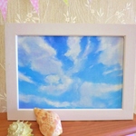 油絵原画『透明な空』　額縁付き