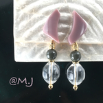 ライラック×クリアの大ぶりピアス・イヤリング
