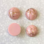 ヴィンテージ ガラスラウンドペイントカボション ピンク 20mm 2こ