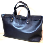 本革トートバッグ　特大  ダークブルー　Dark blue leather Mega tote bag 