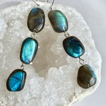 Labradorite.天然石ラブラドライトロングピアス