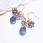 T.CY紫陽花♪チェコドロップとお花のピアス