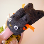 うさぎクリップ　グレー・ドット柄