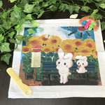 コットン100%大判タオルハンカチ『夏のバス停』