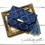 ✾ミニ財布✾コインケース タッセル付き♡オルテガネイビー柄