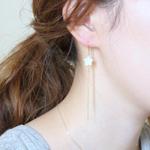 スターシェルチェーンピアス