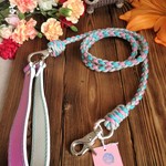 犬用革製持ち手パラコードパステルトリコロールカフェリード１７kg以下 CR2　１１７cm