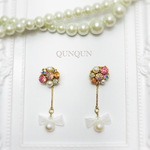 オーガンジーリボン×ビジューピアス