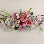 No.wreath-14530/★ギフト/花/玄関リース★/アートフラワー/桜とバラの春スワッグ/23x65cm