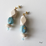 Acryl blue beads  white wood pierce*