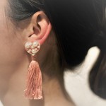 ハートパール×タッセル　ピアス