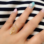 販×2💍K16GP ミニパールリングと、スワロフスキークリアミディーリング💍