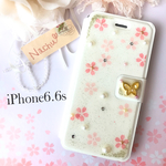 SALE♡桜と蝶のiPhone6.6s手帳型ケース