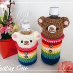 『オーダー専用』☆編みぐるみ ペットボトルカバー親子♡【レインボー】水筒カバーにも♪