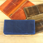 長財布 ファスナー小銭入れタイプ BLUE-ORANGE-BEIGE アンティークレザー 30n