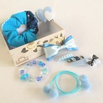キッズ向けヘアアクセサリーセット　【ブルー】