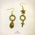 1点のみ  マリア・ メダイ・クロス・スター ピアス  イヤリング