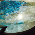 toramama様オーダー専用 ちょいキラブルームーンビーチ ミニ   波紋ガラスサイドテーブル丸 〜Minamo〜