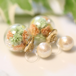 再販♡[ノンホールピアス]コットンパールとガラスドームのバックキャッチ風イヤリング④