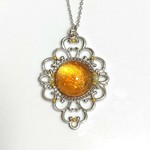 ❗3/10まで1000円❗みかん色のシルバーネックレス レジン パール  送料無料 