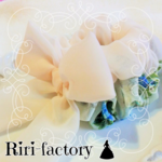 ブルーローズ🌹ふわもこ🎀リボン付きシフォンシュシュ❤(ブルーローズ×バニラ＋バニラリボン)
