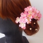 卒業式  桜とコットンパールの髪飾り