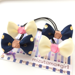 Ribbon & Ribbon  ネイビー(ゴールドドット)＋オフホワイト