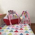 再販 送料無料 入園入学に。お弁当袋&コップ入れセット