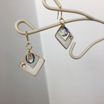 チェコガラスのメロンパーツのスクエアピアス