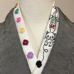 正絹    ねこちゃん手刺繍半襟