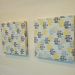 北欧風バード（イエローグレー）のファブリックパネル 2枚セット 20cm×20cm