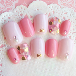再販♡RUNA♪ローズピンクホロハートネイルチップ