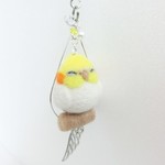 眠りオカメインコ◆ストラップ羊毛フェルト◆スマホピアス◆インコ
