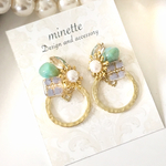 ターコイズブルーbijou♡ゴールドリングピアス