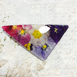 三角押し花バレッタ大 ビオラ