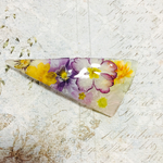 三角押し花バレッタ イエロー×パープル